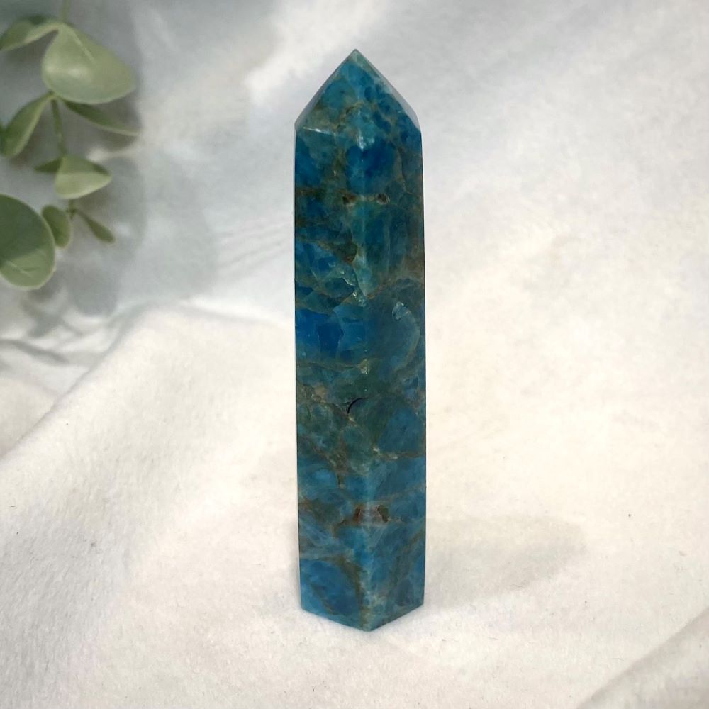 Blue apatite polished points various sizes