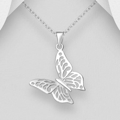 Butterfly silver pendant Charms & Pendants The Crystal and Wellness Warehouse 