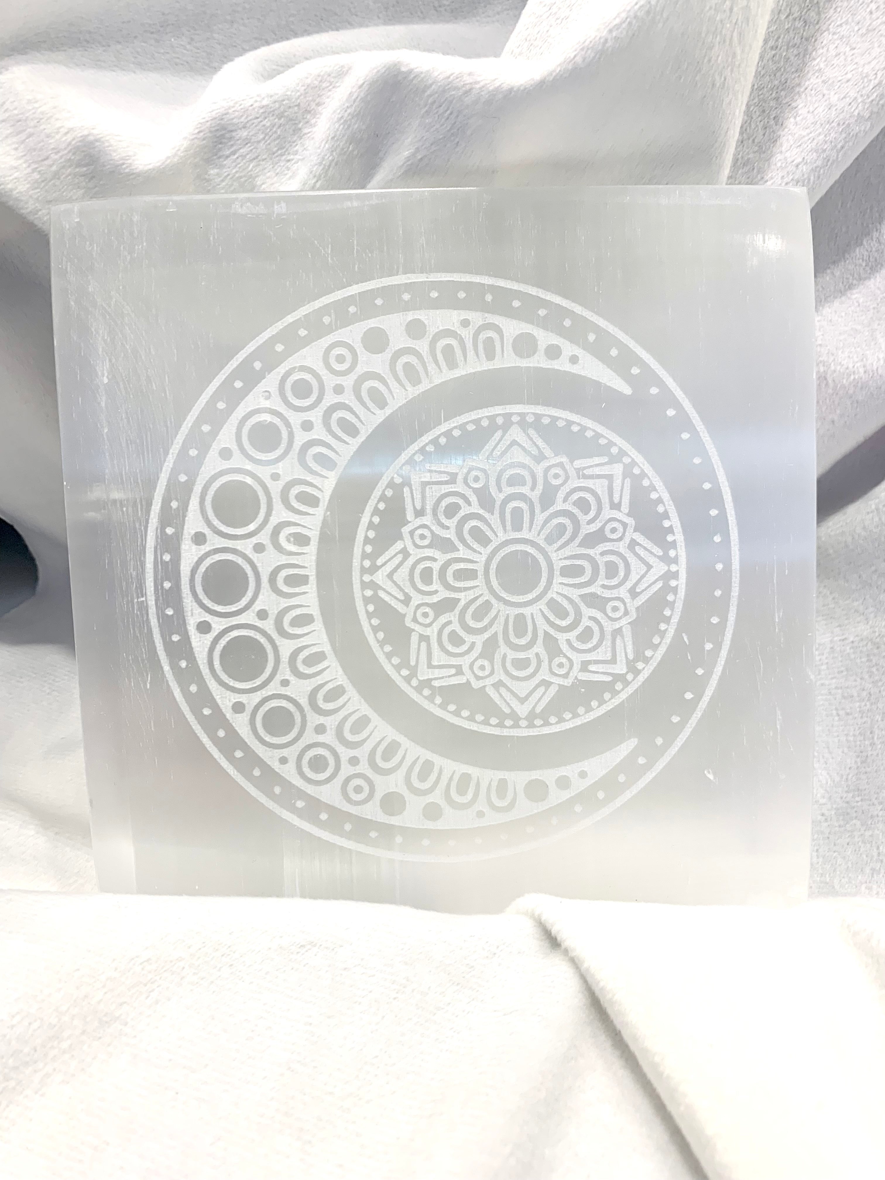 Carved Selenite Charging plate Crystals The Crystal and Wellness Warehouse 