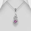 Celtic design drop silver pendant set with faceted amethyst