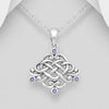 Celtic inspired heart sterling silver pendant set with faceted amethyst's