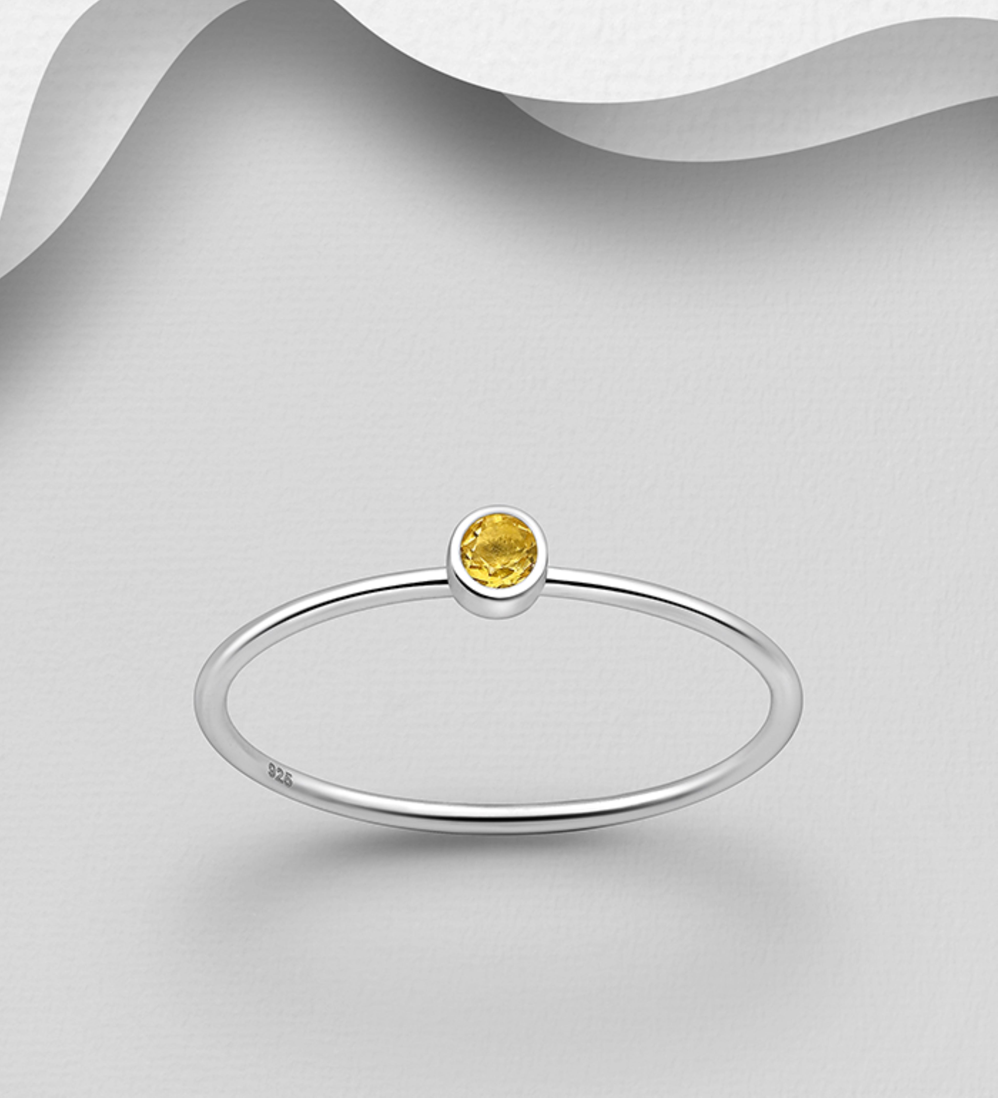 Citrine petite solitaire ring Rings The Crystal and Wellness Warehouse 