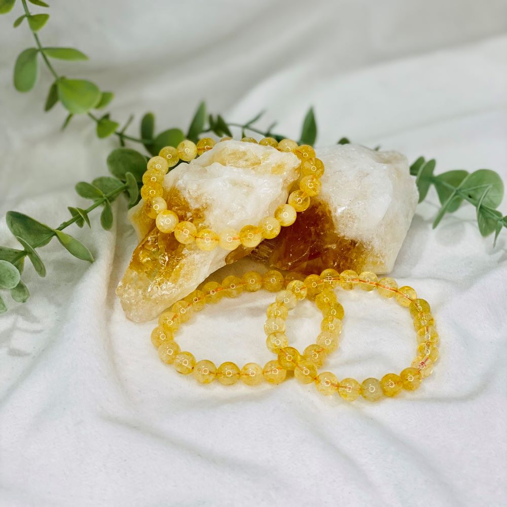 Citrine 8mm and 6mm bead bracelet