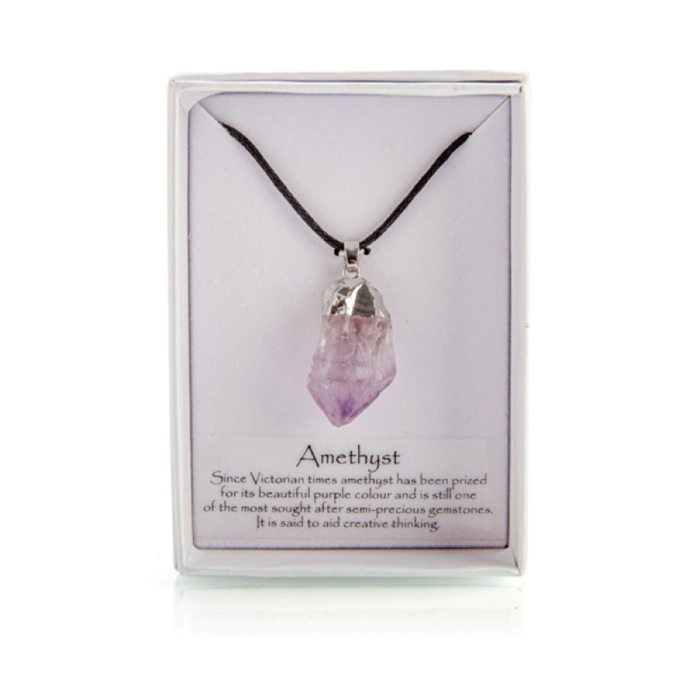 Crystal necklace in 3 crystal varieties in gift box ~ Amethyst / citrine / clear quartz