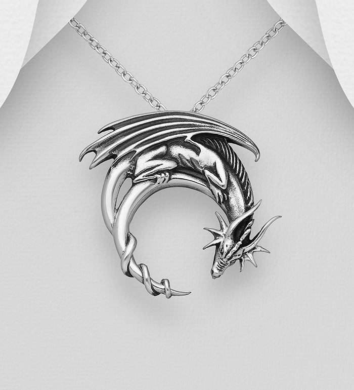 Dragon Pendant in sterling silver Charms & Pendants The Crystal and Wellness Warehouse 
