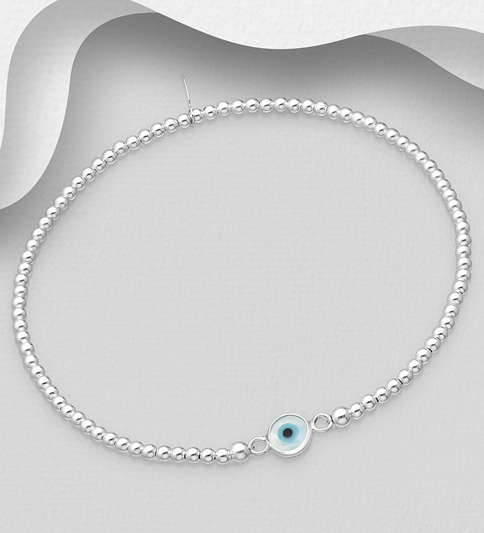 Evil Eye With Mother of Pearl Charm Bracelet Bracelets The Crystal and Wellness Warehouse 