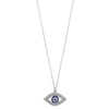 Evil eye sterling silver necklace with sapphire blue & clear cubic zirconia's celebrity style design