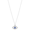 Evil eye celebrity style oval eye necklace in sterling silver set with cubic zirconia drop design