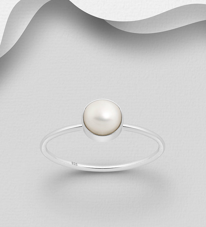 Freshwater pearl solitaire 925 sterling silver ring Rings The Crystal and Wellness Warehouse 