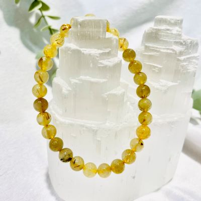 Golden rutilated bead bracelet 6mm Bracelets The Crystal and Wellness Warehouse 