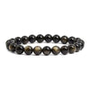 8mm Black Obsidian with Gold or Silver Sheen Beaded Bracelet