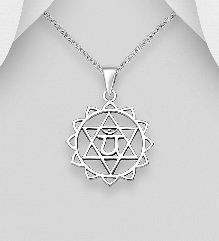 Heart chakra silver pendant Charms & Pendants The Crystal and Wellness Warehouse 