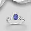 Load image into Gallery viewer, Iolite solitaire swirl design silver ring