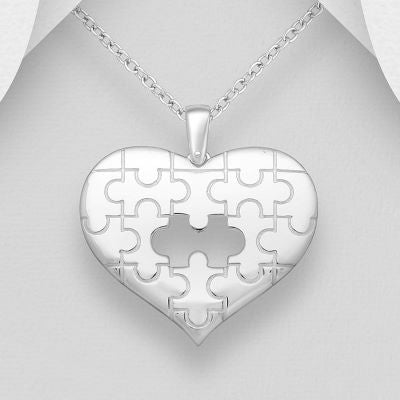 You're a piece of my heart jigsaw heart sterling silver pendant