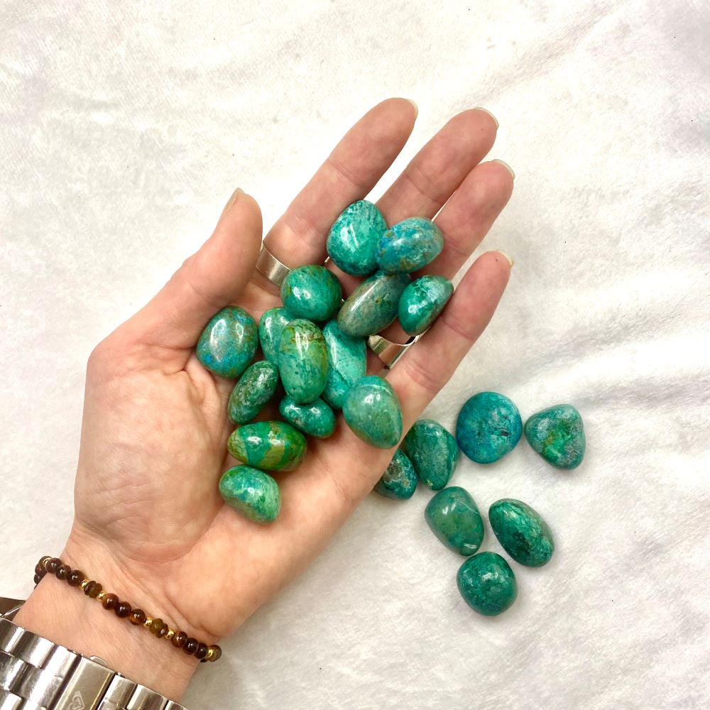 A grade chrysocolla tumbles ~ in 2 size choices