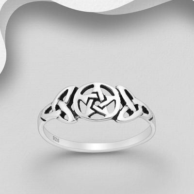 Larger sizes Oxidized Celtic pentagram silver ring sizes 6-12 Rings The Crystal and Wellness Warehouse 6 