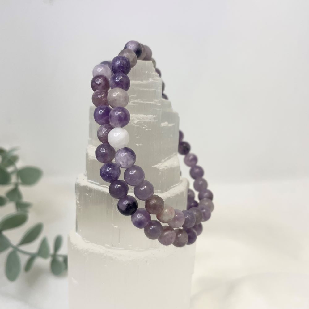 Lepidolite Beaded Bracelet 6mm