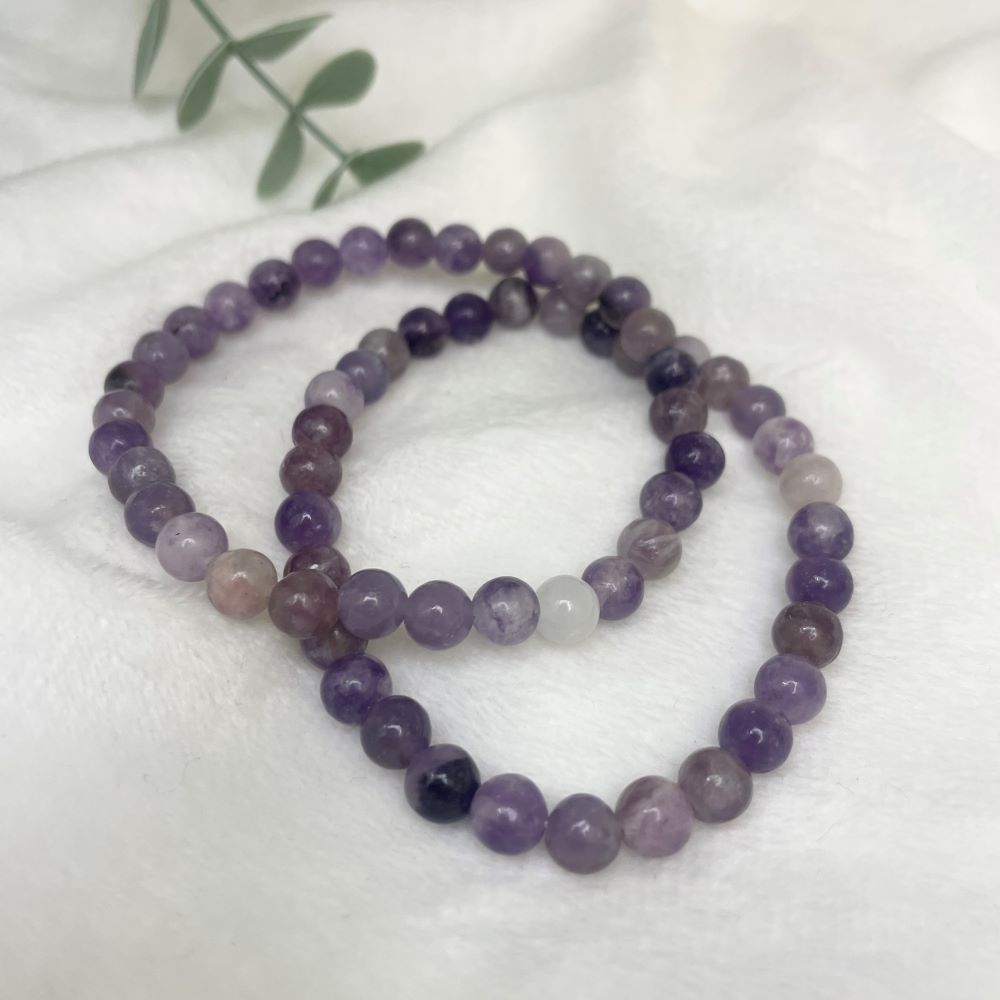 Lepidolite Beaded Bracelet 6mm