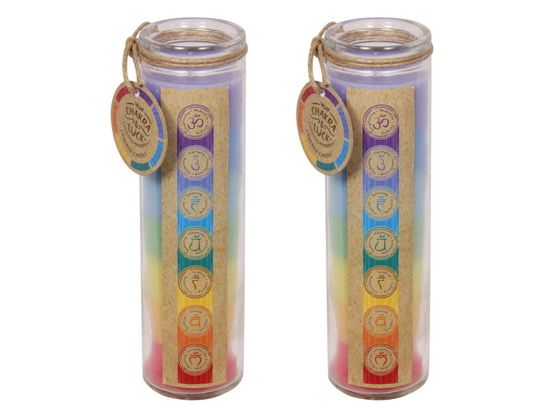 Luck and 7 chakra layered candle Homewares The Crystal and Wellness Warehouse 