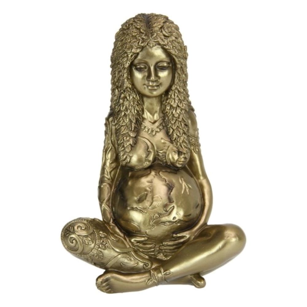 Mother gaia earth goddess gold statue in 2 sizes - 15cm and 18.5cm choices