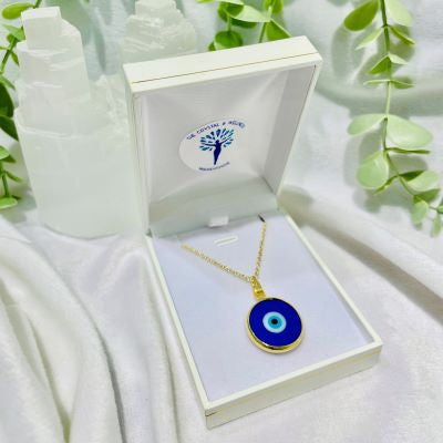 Murano glass handmade evil eye necklace in gold finish Necklaces The Crystal and Wellness Warehouse 