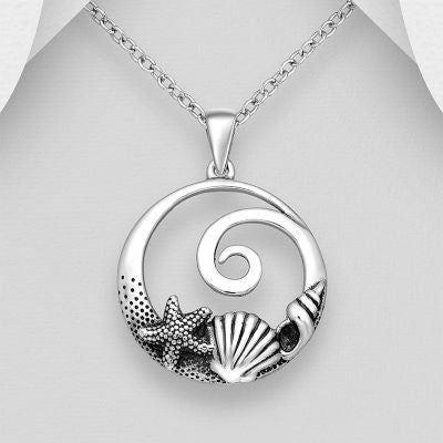 Ocean collection sea life silver pendant Charms & Pendants The Crystal and Wellness Warehouse 