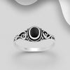 Boho swirl design style onyx sterling silver ring sizes 7-9