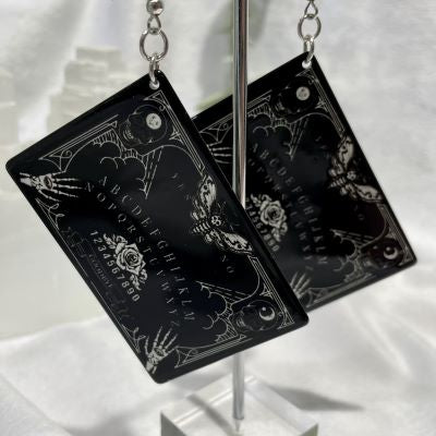 Ouija spirit board earrings 4 colour choices Earrings The Crystal and Wellness Warehouse Black with white 