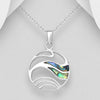 Paua shell wave design silver pendant Charms & Pendants The Crystal and Wellness Warehouse 