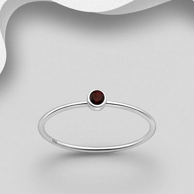 Petite garnet solitaire silver ring Rings The Crystal and Wellness Warehouse 