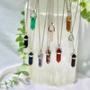 Point pendant with 50cm chain in silver fashion jewellery finish , 10 varieties of crystals