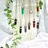 Point pendant with 50cm chain in silver fashion jewellery finish , 10 varieties of crystals