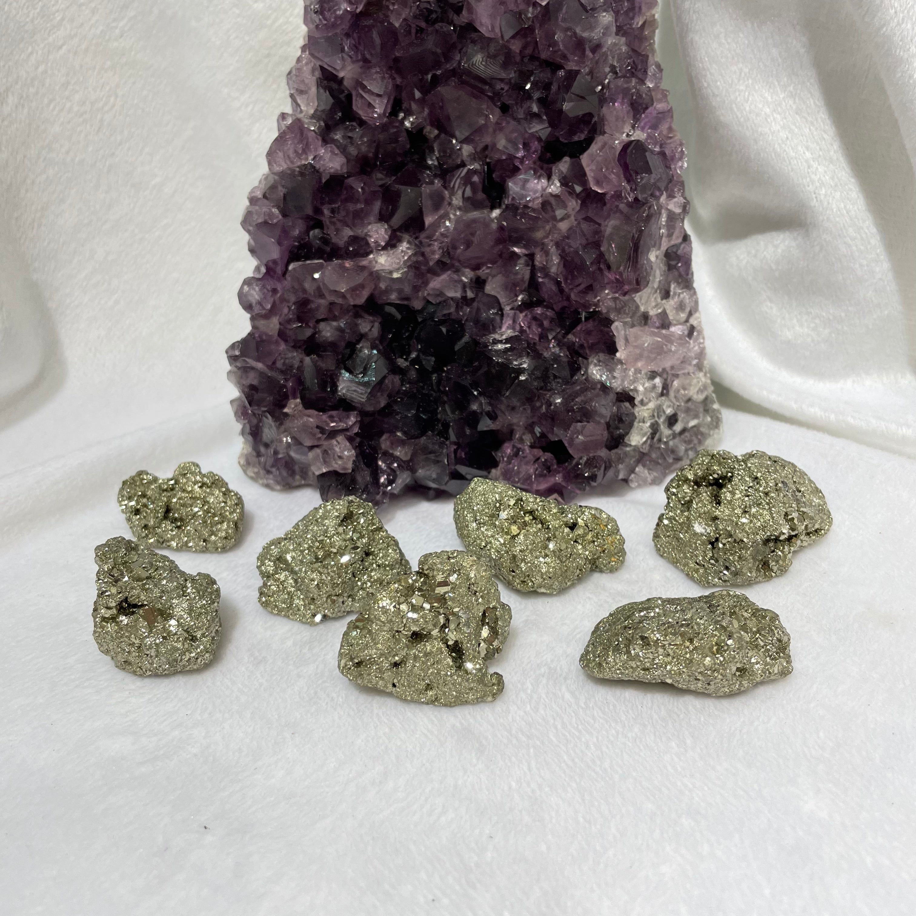 Pyrite clusters various sizes Crystals The Crystal and Wellness Warehouse 