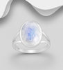 Rainbow moonstone ring set in sterling silver Rings The Crystal and Wellness Warehouse 