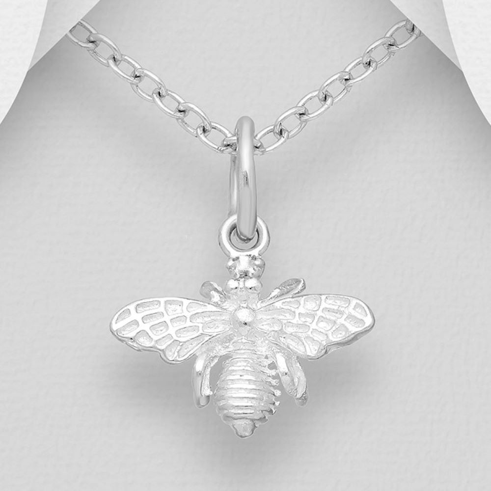 Bumblebee sterling silver petite pendant in realistic design