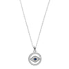 Evil eye round design / eye 50cm necklace  in sterling silver set with sapphire blue & clear cubic zirconias