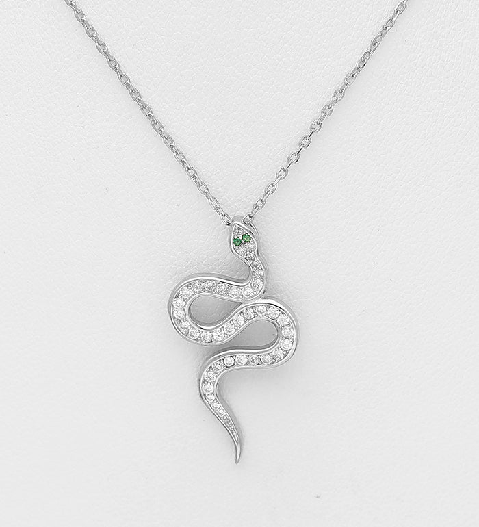 Snake necklace decorated with cubic zirconia Necklaces The Crystal and Wellness Warehouse 