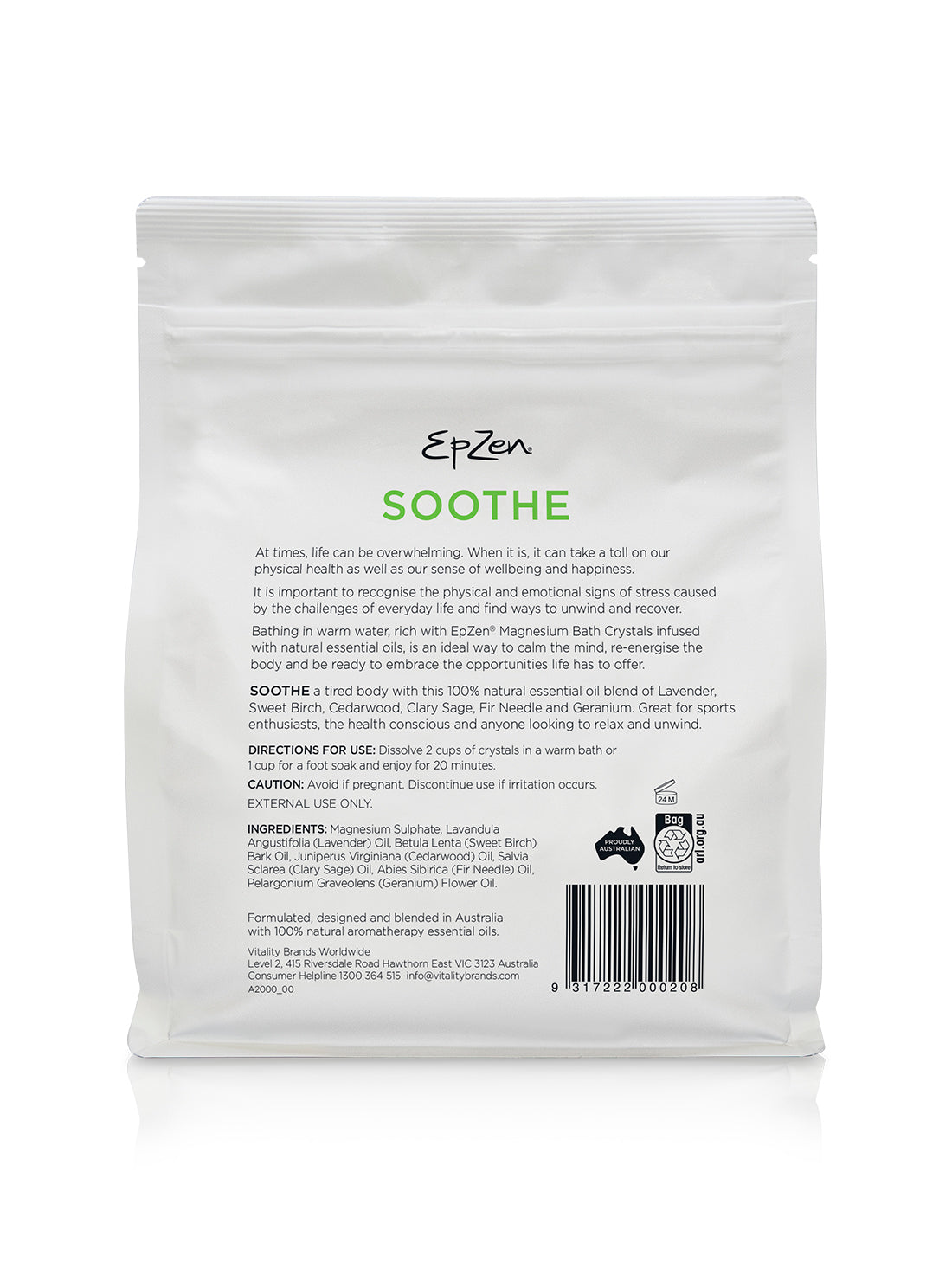 Soothe magnesium bath crystals Essential Oils The Crystal and Wellness Warehouse 