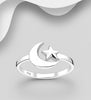 Star and crescent moon sterling silver ring Rings The Crystal and Wellness Warehouse 