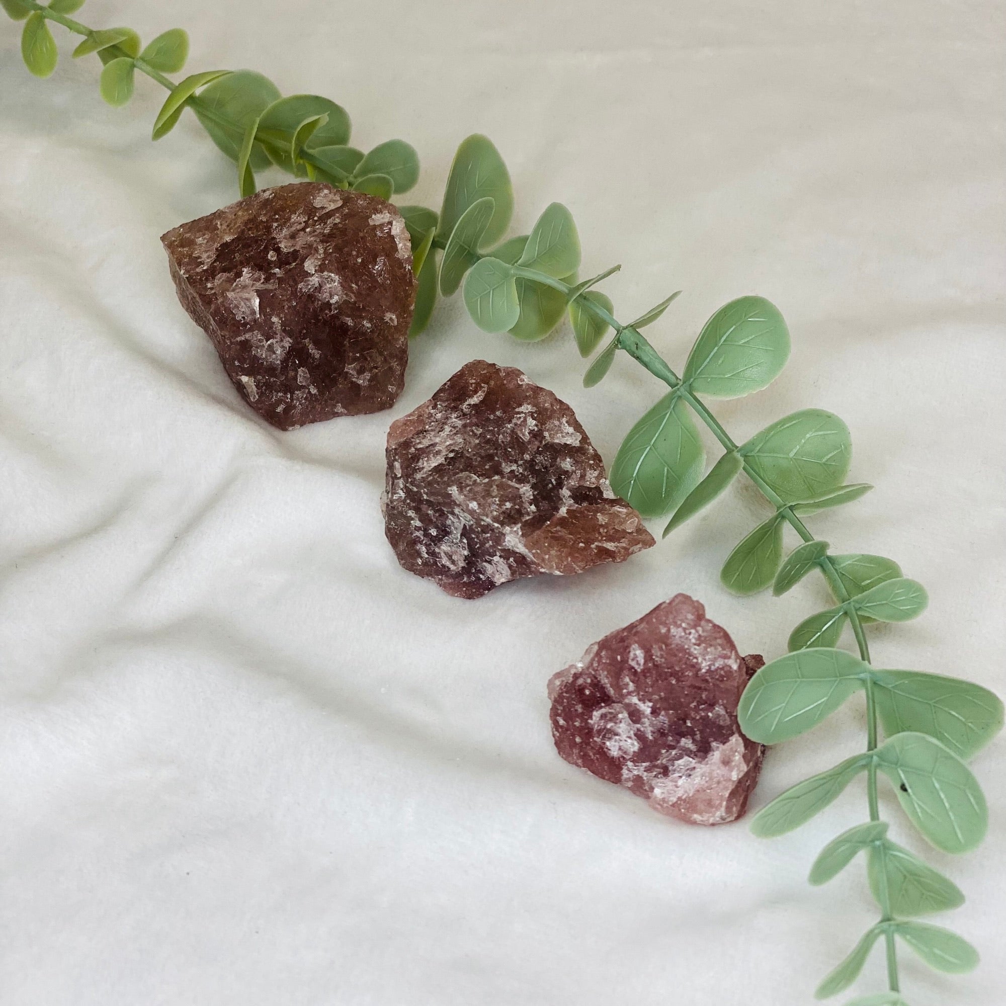 Raw Strawberry quartz chunks