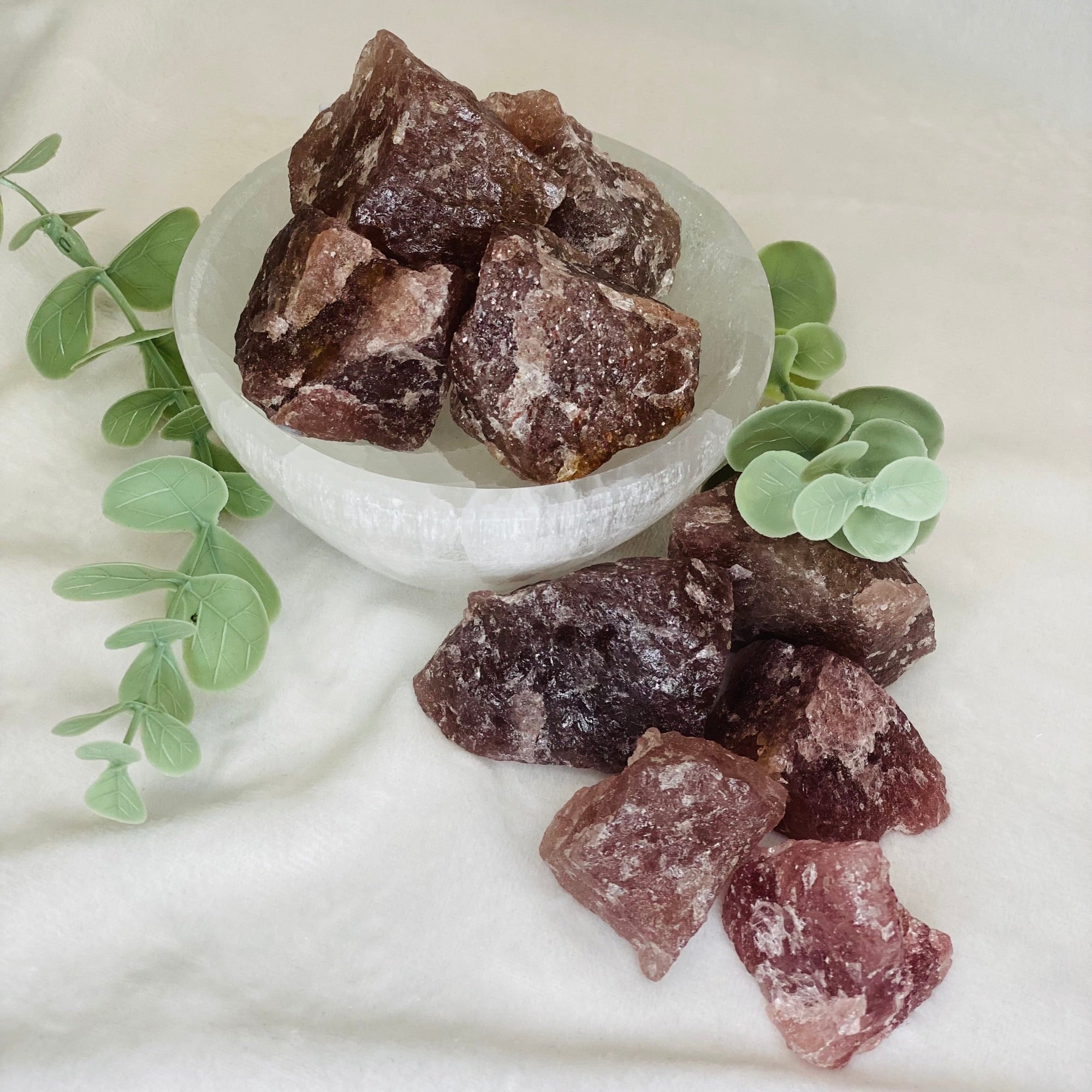 Raw Strawberry quartz chunks