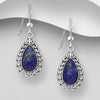 Boho swirl design sterling silver earrings set with teardrop cabochon crystals 5 crystal choices