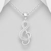 Treble clef music note cz silver pendant Charms & Pendants The Crystal and Wellness Warehouse 