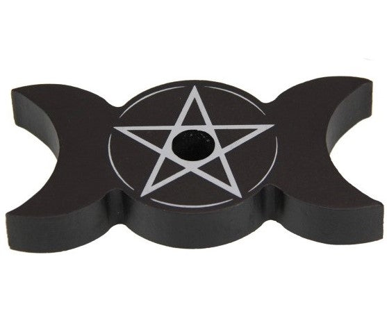 Triple moon pentagram wish / spell candle holder resin