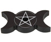 Triple moon pentagram wish / spell candle holder resin