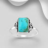Turquoise oxidized silver ring with swirl leaf design Rings The Crystal and Wellness Warehouse 9 
