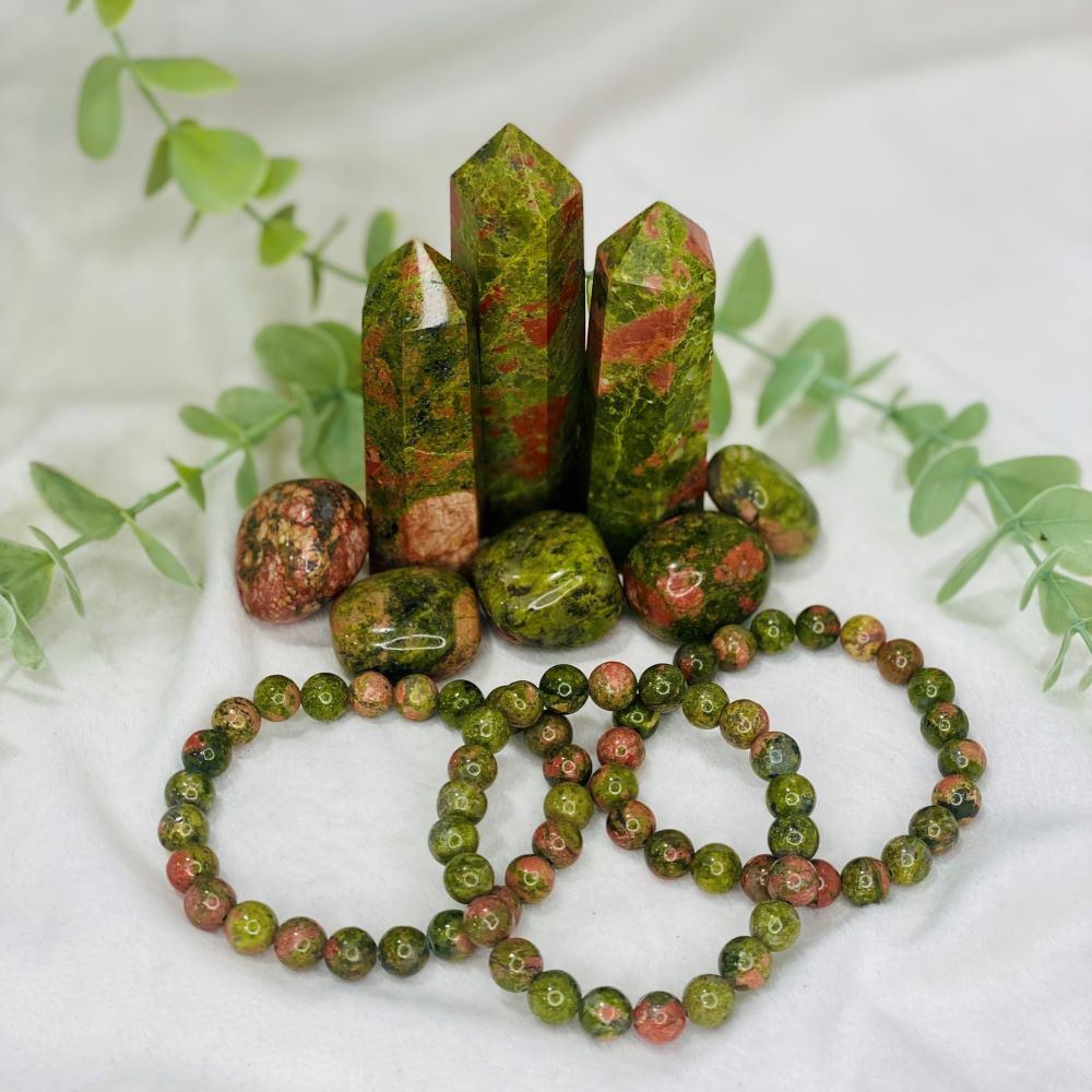 Unakite 8mm bead bracelet