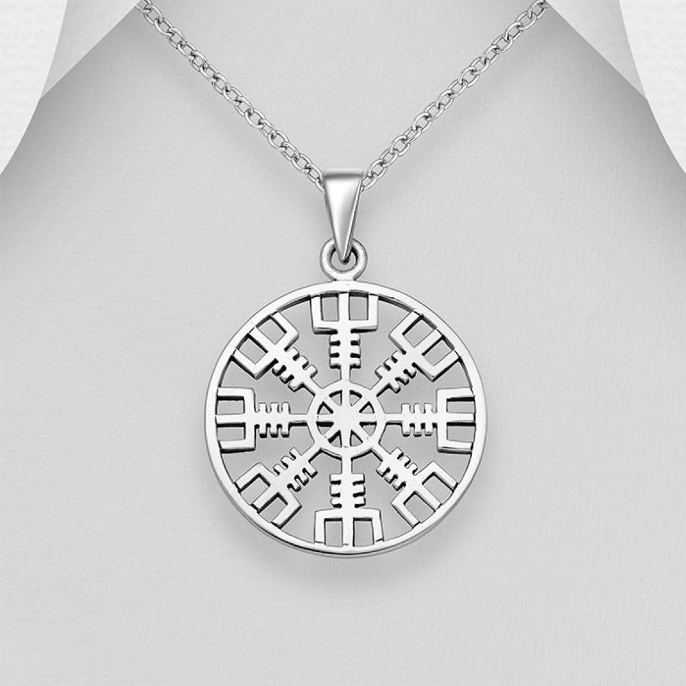 Viking Vegvisir amulet sterling silver pendant