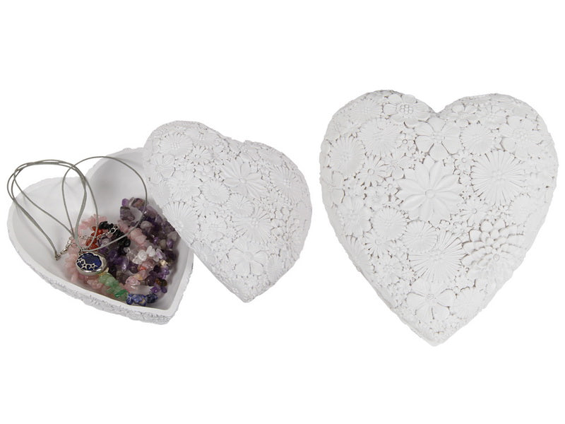 White Floral Heart Trinket Box Homewares The Crystal and Wellness Warehouse 
