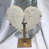 White Crazy Lace Agate Druzy Angel Wings with stand 383gms